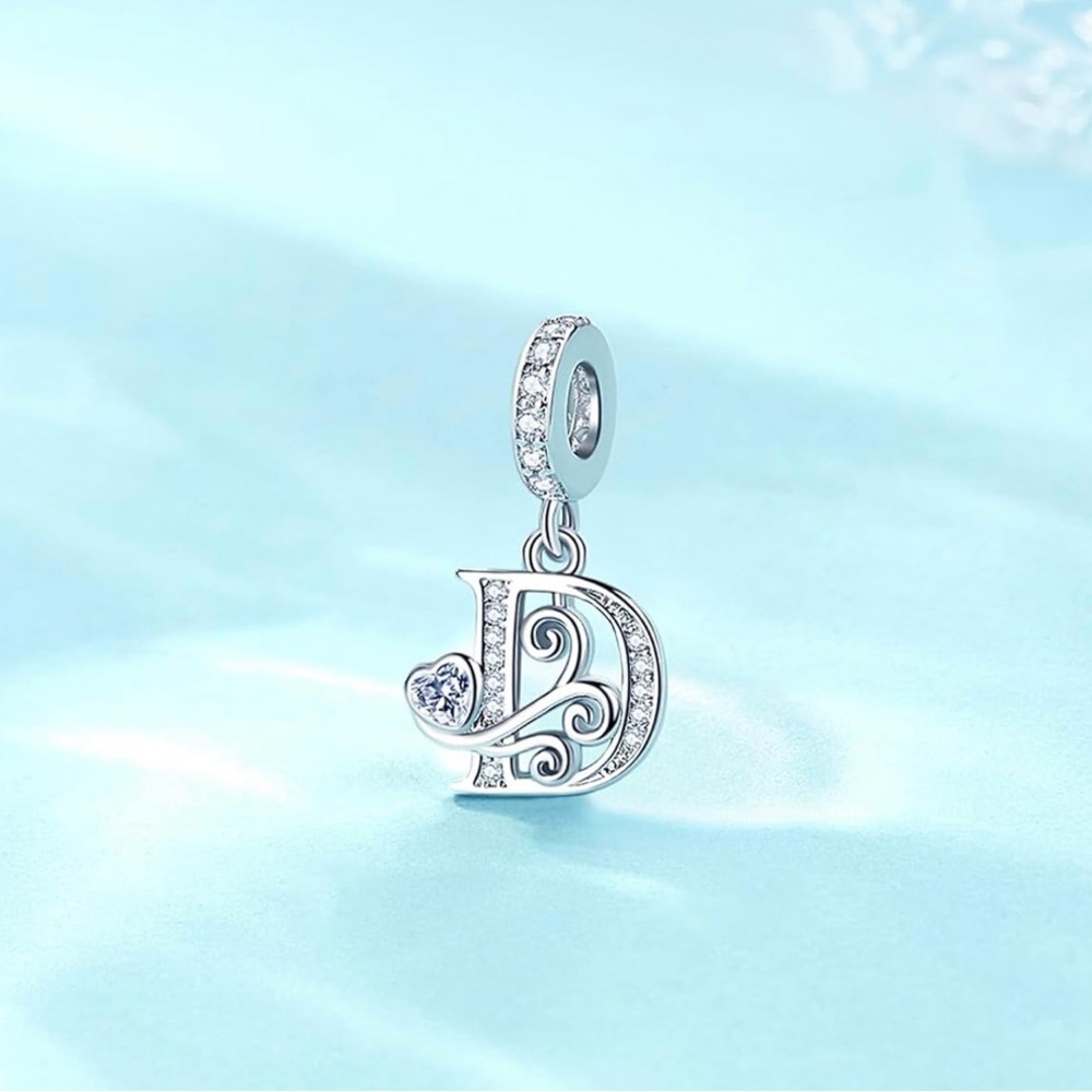 Silver Letter Charm Fit for Pandora Charms Bracelet Alphabet Initial Dangle